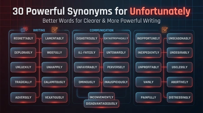 Synonyms for Unfortunately